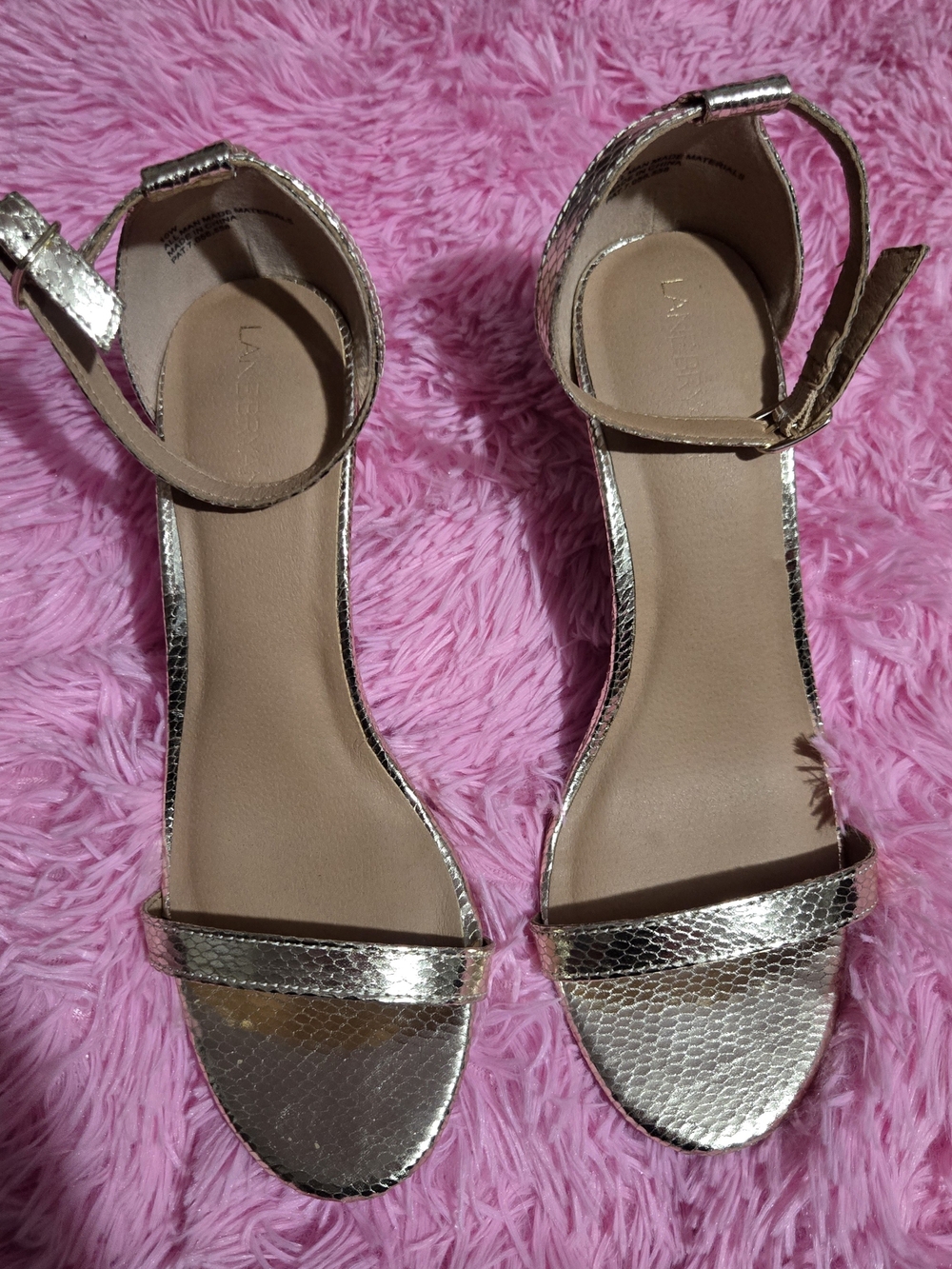 Lane Bryant Metallic Gold Ankle-Strap Heels